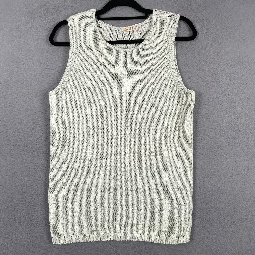 Linden Hill Sweater Vest Womens XL Green Open-Knit Sleeveless Beachy Casual